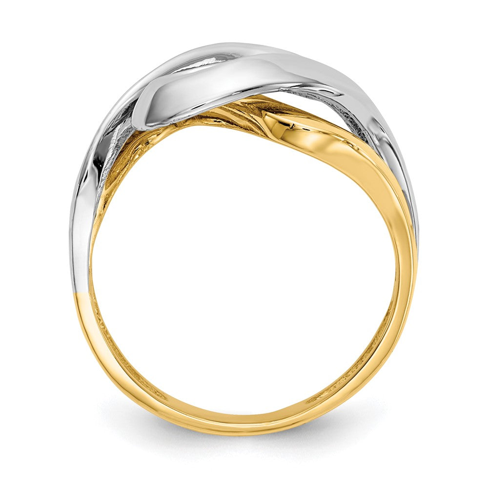 14K Two-Tone Swirl Ring Size 6