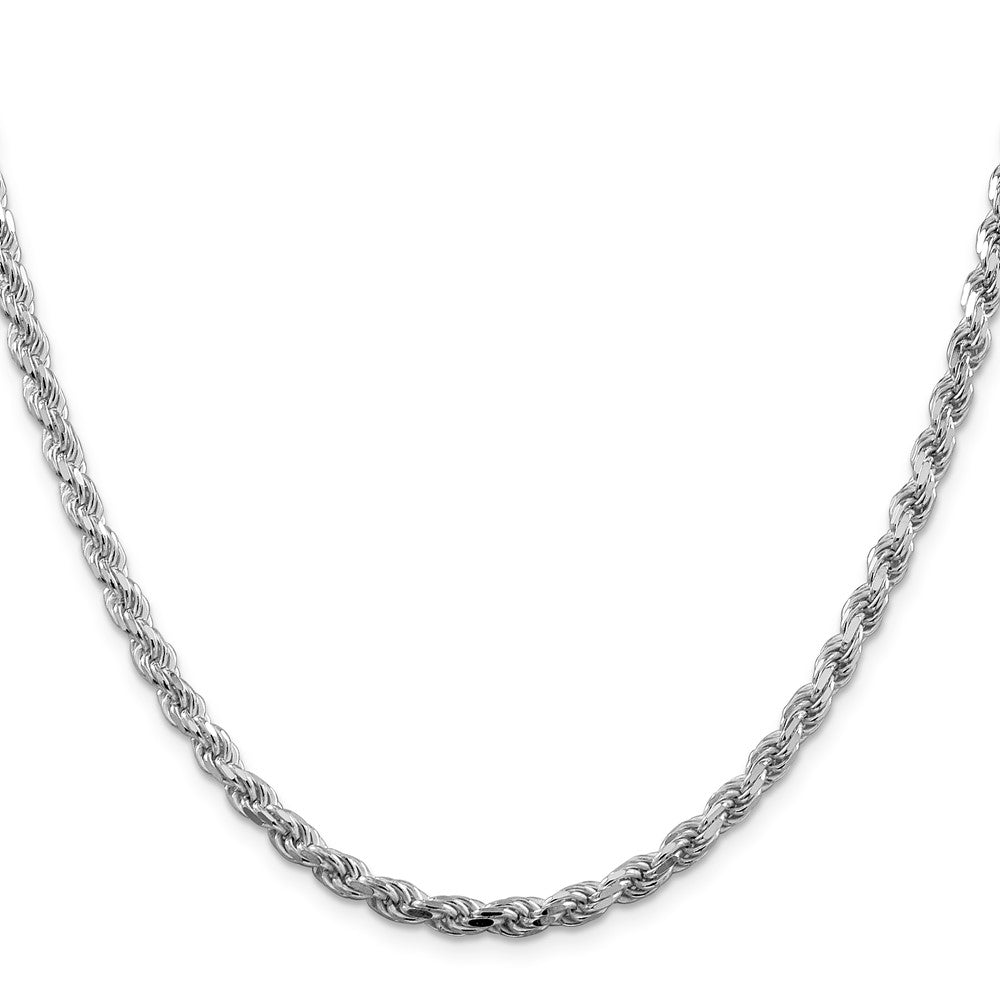Sterling Silver Rhodium-plated 4.25mm Diamond-cut Rope Chain 18 Inches