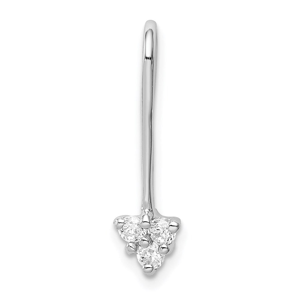 Sterling Silver Rhodium-plated CZ Arrow Pendant Slide