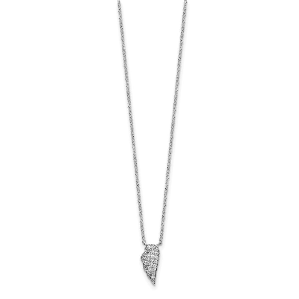 Sterling Silver Rhodium-plated CZ Wing Necklace 18 Inches