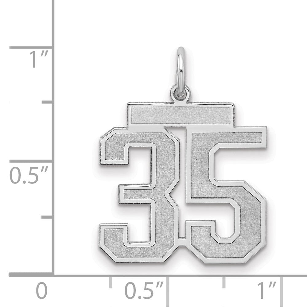 Sterling Silver/Rhodium-plated Satin Number 35 Charm