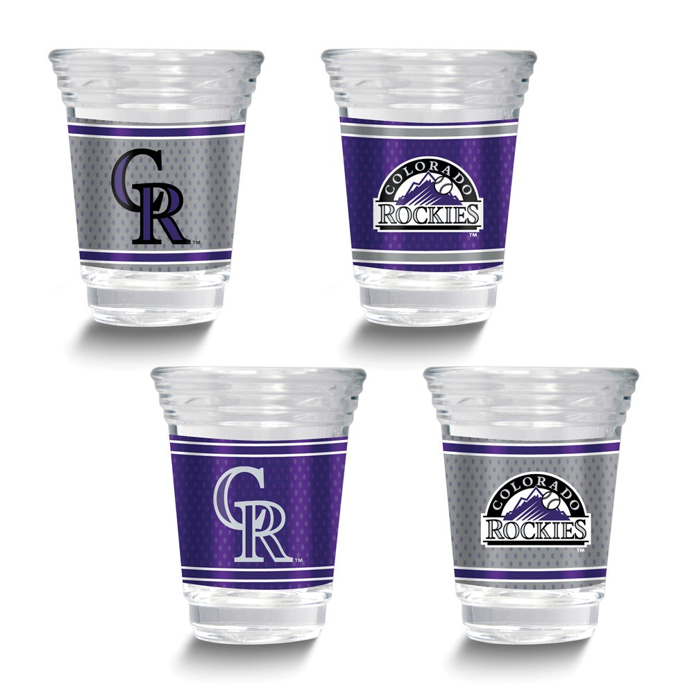 MLB Colorado Rockies 4-piece 2 oz. Shot Glass Set