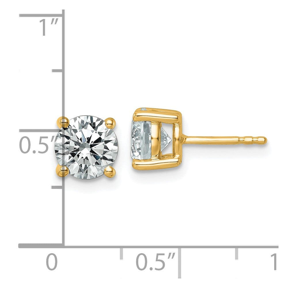14k Yellow Gold 2 1/2 ctw Lab Grown Diamond VS+ F+ Round 4 Prong Heavy Wt. Stud Earrings