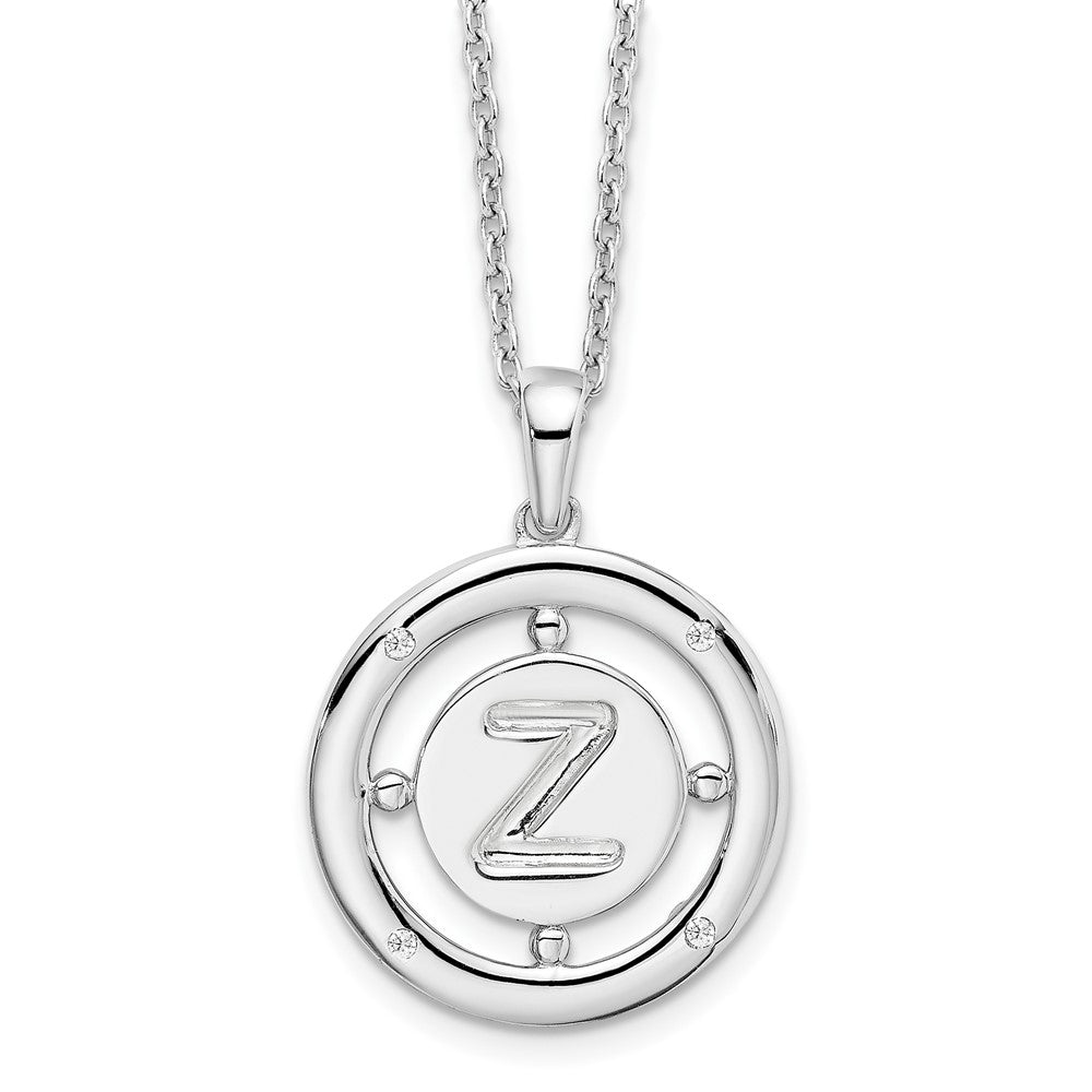 White Ice Sterling Silver Rhodium-plated 18 Inch Diamond Letter Z Initial Necklace with 2 Inch Extender 18 Inches