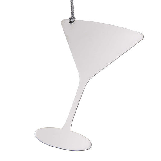 Contemporary Home Living 3.375" X 2.25" Metallic Gray Nickel-Plated Non-Tarnishing Martini Ornament