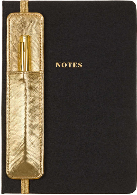 Eccolo Black Journal with Gold Pen Holder