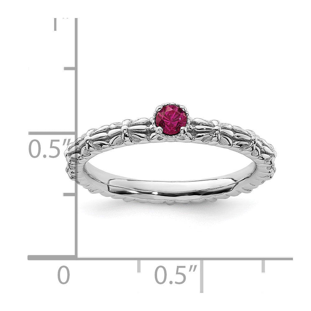Sterling Silver Stackable Expressions Created Ruby Single Stone Ring Size -7
