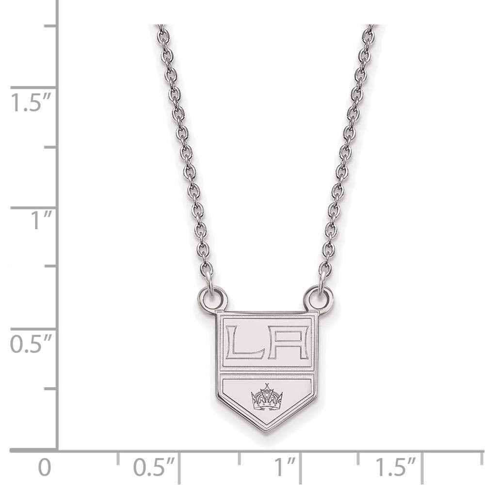Sterling Silver Rhodium Plated NHL Los Angeles Kings Small Necklace, 18 Inch