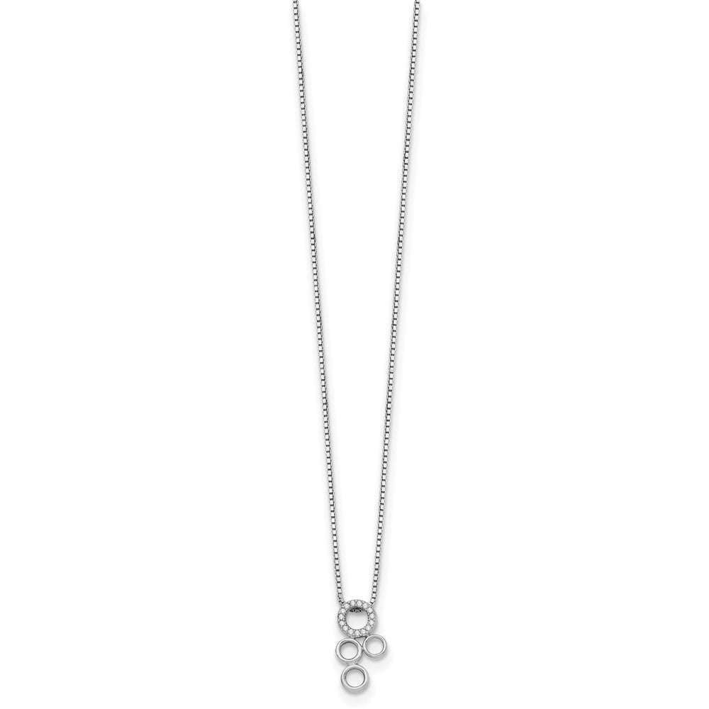 White Ice Sterling Silver Rhodium-plated 18 Inch Diamond Circles Slide Pendant Necklace with 2 Inch Extender 18 Inches