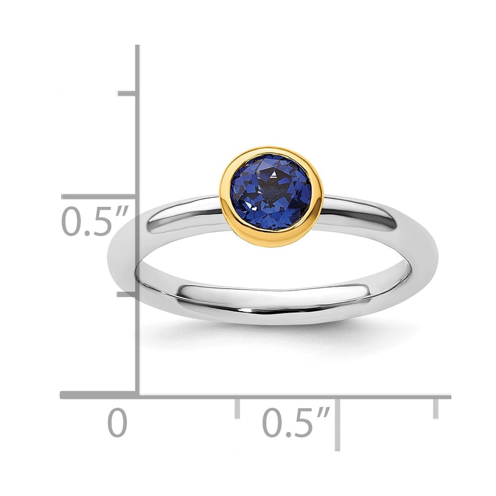 Sterling Silver Stackable Expressions w/Gold-plated Cr. Sapphire Ring Size -8