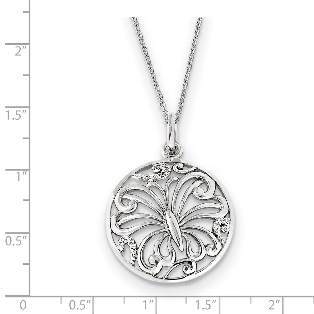 Sterling Silver CZ Miracles 18in Butterfly Necklace