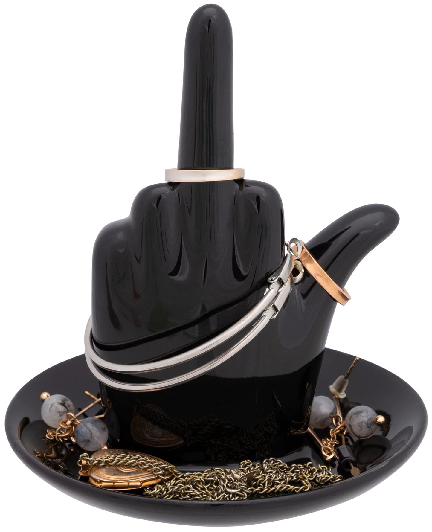 Stephanie Imports Black Ceramic Jewelry Organiser Ring Dish Tray