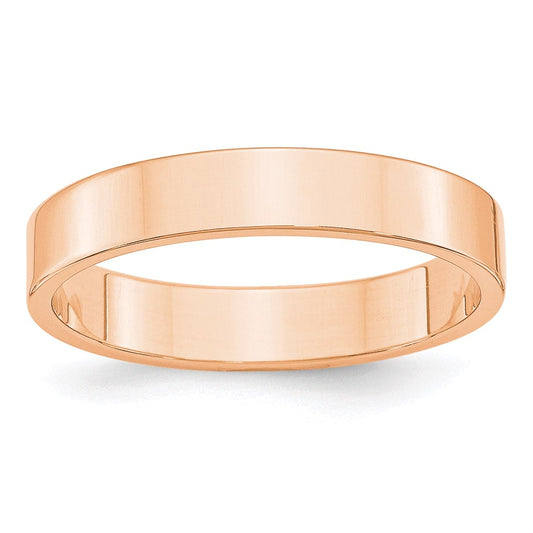 10k Rose Gold 4mm Lightweight Flat Wedding Band Size 8