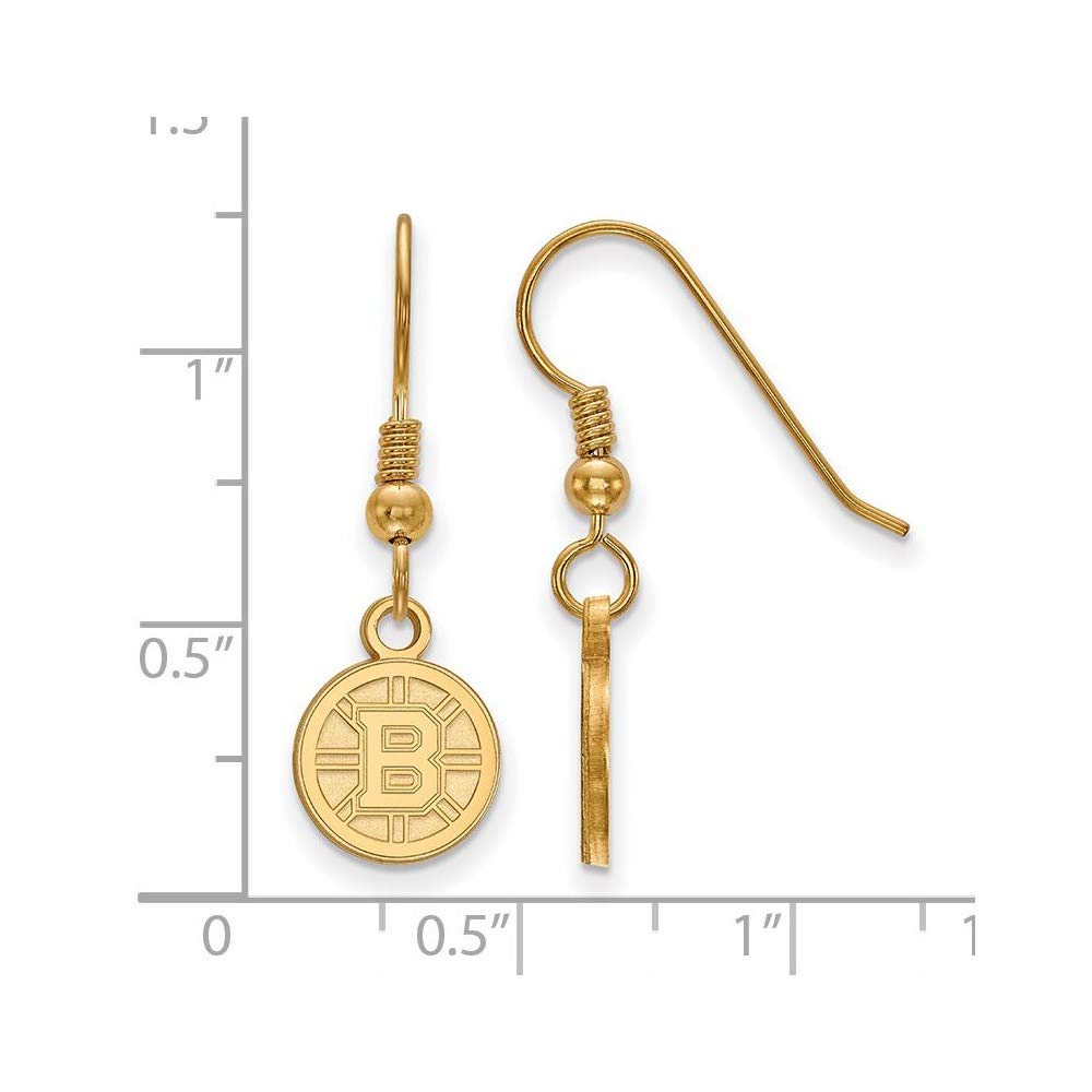 Sterling Silver Gold Plated NHL LogoArt Boston Bruins Dangle Earrings