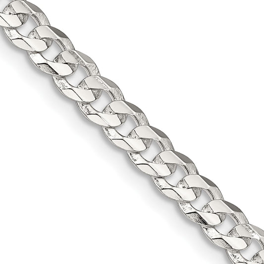Sterling Silver 4.5mm Concave Beveled Curb Chain 24 Inches