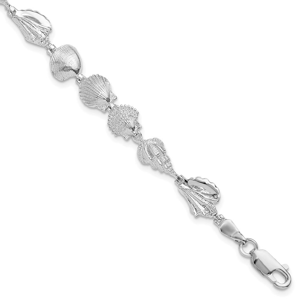 De-Ani Sterling Silver Rhodium-plated Polished Multi-Shell 7.25 inch Bracelet 7.25 inches