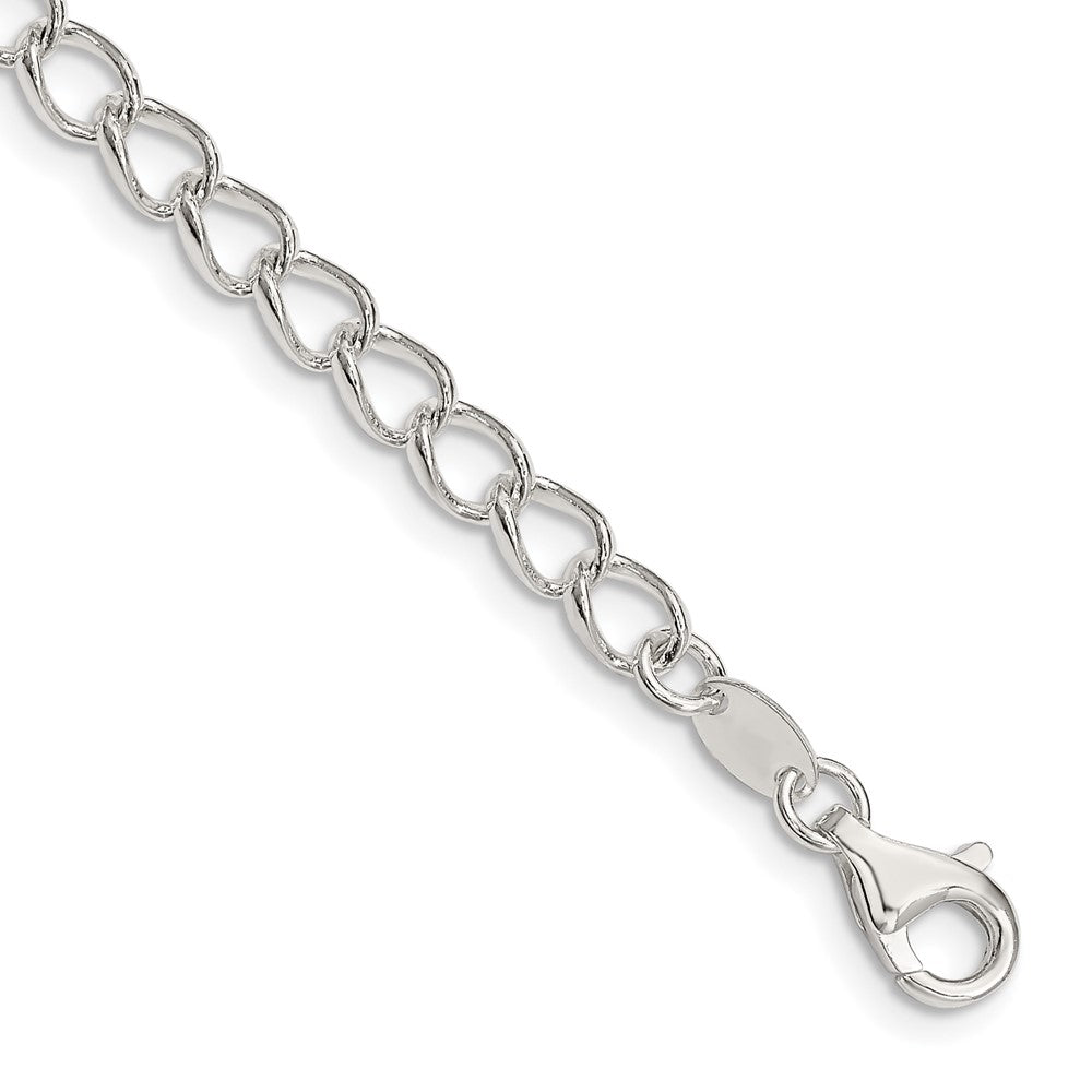 Sterling Silver 4.5mm Half round Wire Open Curb Chain 8 inches