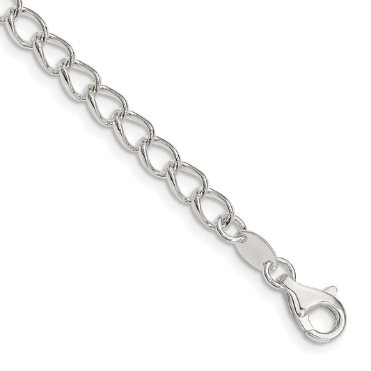 Sterling Silver 4.5mm Half round Wire Open Curb Chain 8 inches