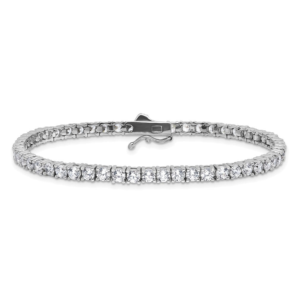 Sterling Shimmer Sterling Silver Rhodium-plated 3mm CZ 55 Stone 7 inch Bracelet 7 inches