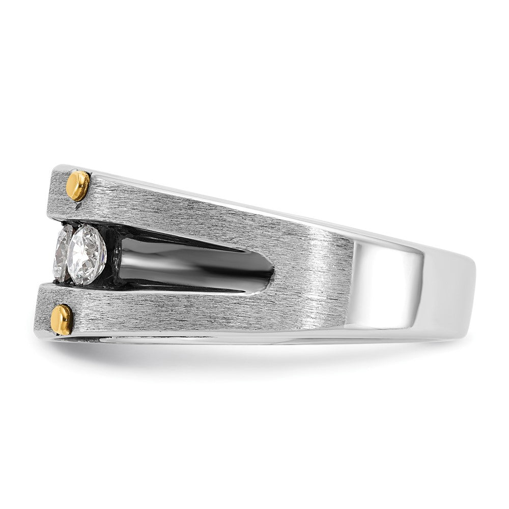 IBGoodman 14k Two-tone Men's Polished Satin and Grooved 5-Stone Ring Mounting