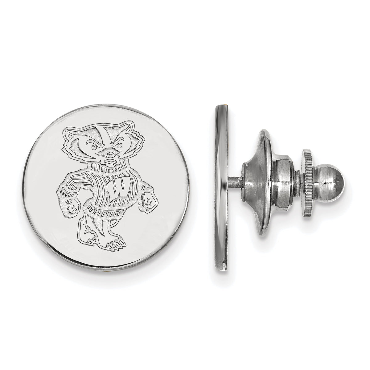 Sterling Silver Rhodium-plated LogoArt University of Wisconsin Lapel Pin
