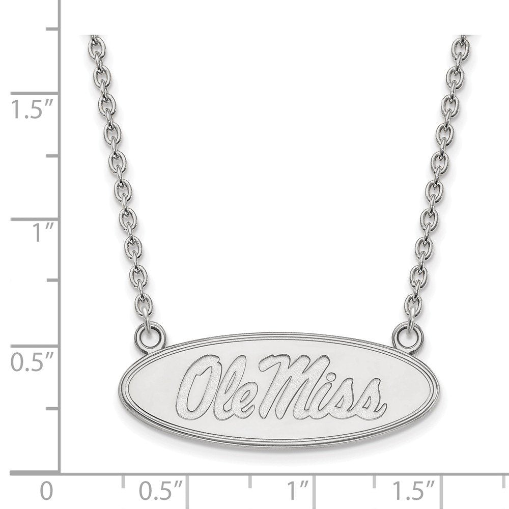 Sterling Silver Official Licensed Collegiate 18in University of Mississippi (UMS) Large Pendant w/Necklace