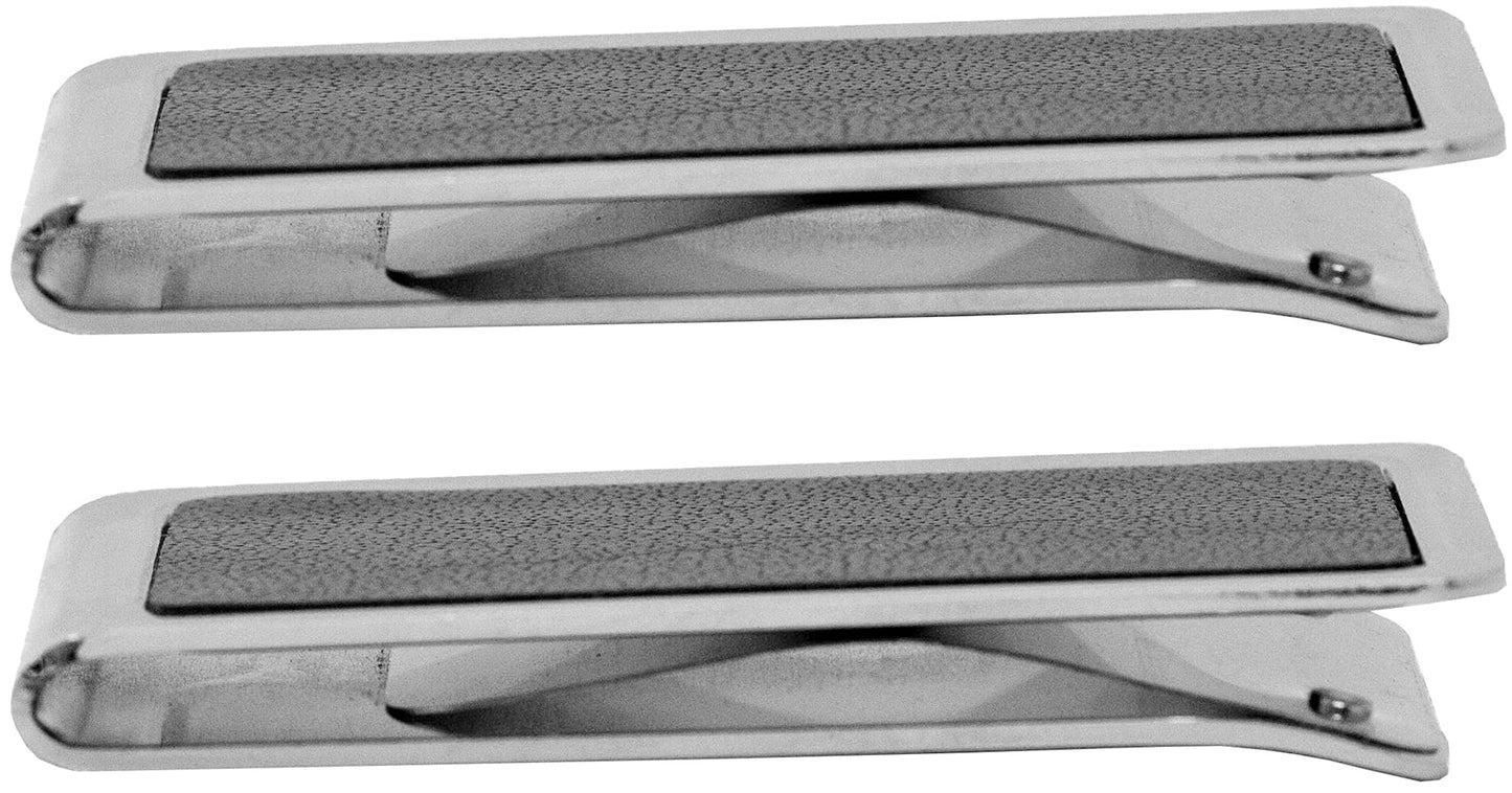 Black Faux Leather Silver-tone Money Clip QGM5018