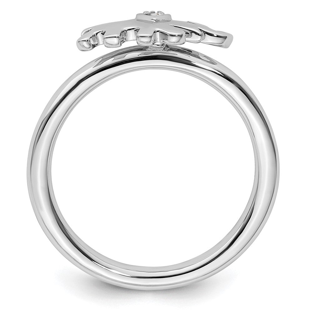 Sterling Silver Stackable Expressions Elephant Diamond Ring Size -7