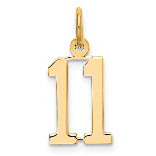 14k Small Elongated Number 11 Charm