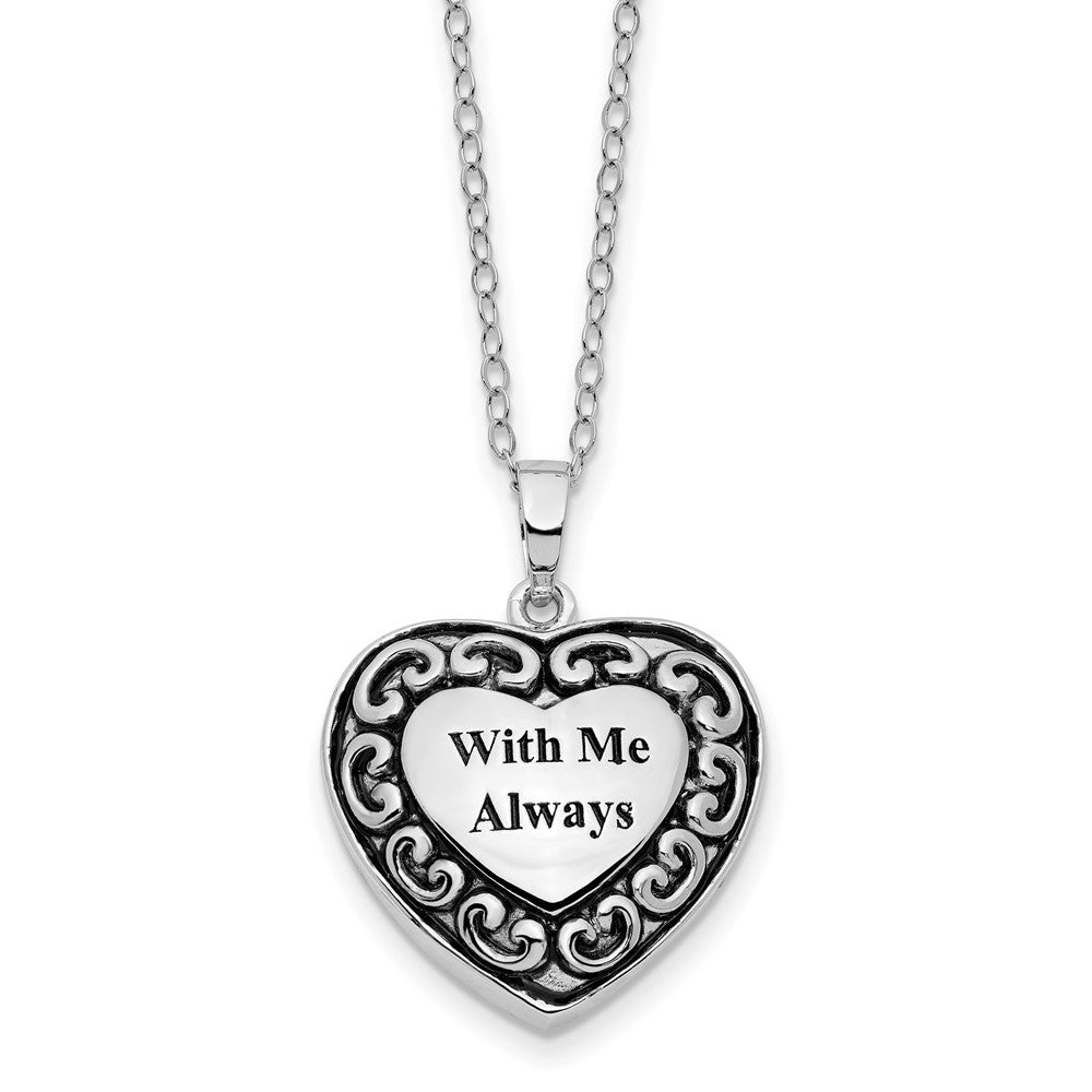 Sentimental Expressions Sterling Silver Rhodium-plated With Me Always Ash Holder 18 Inch Necklace 23 Inches