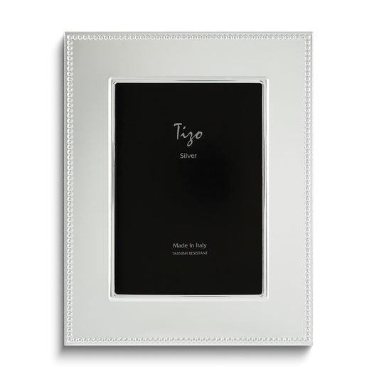 Tizo Italian Silverplate Flat  Wide Beaded 4x6 Picture Frame
