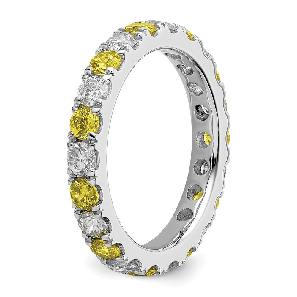 14k White Gold 1 1/5 carat Lab Grown Diamond VS/SI+ G+ and Lab Created Ruby Size 7 Eternity Band