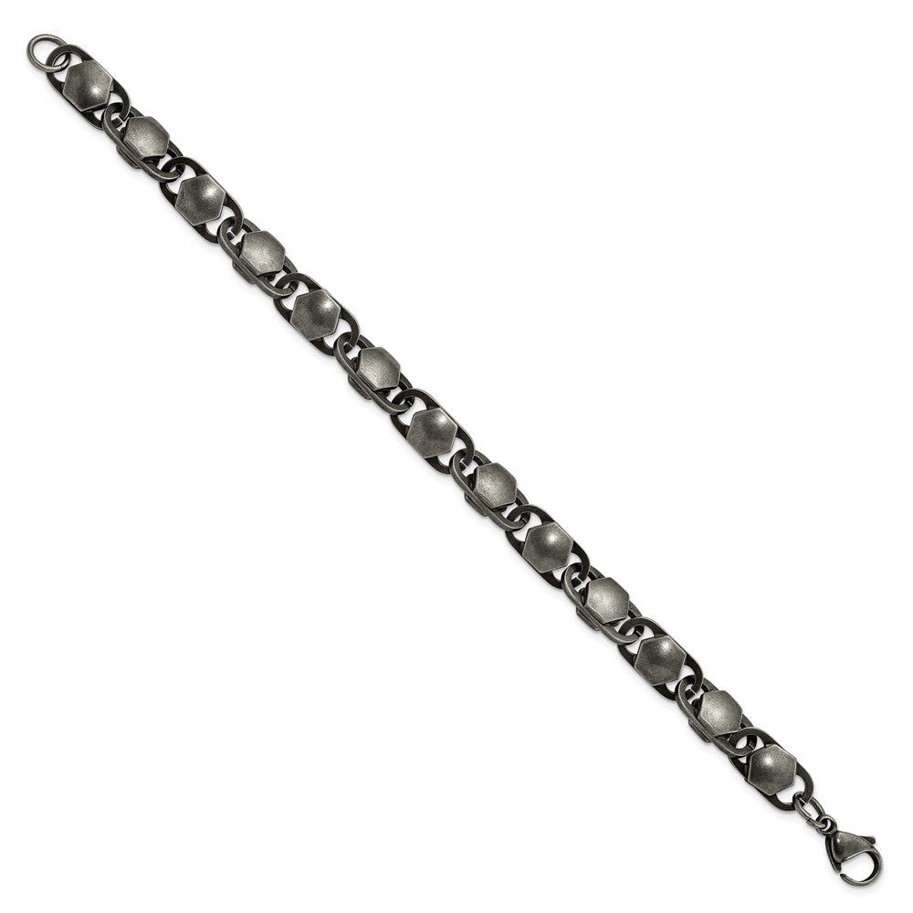 Stainless Steel Antiqued and Brushed 8.50mm 8.25in Bracelet 8.25 inches