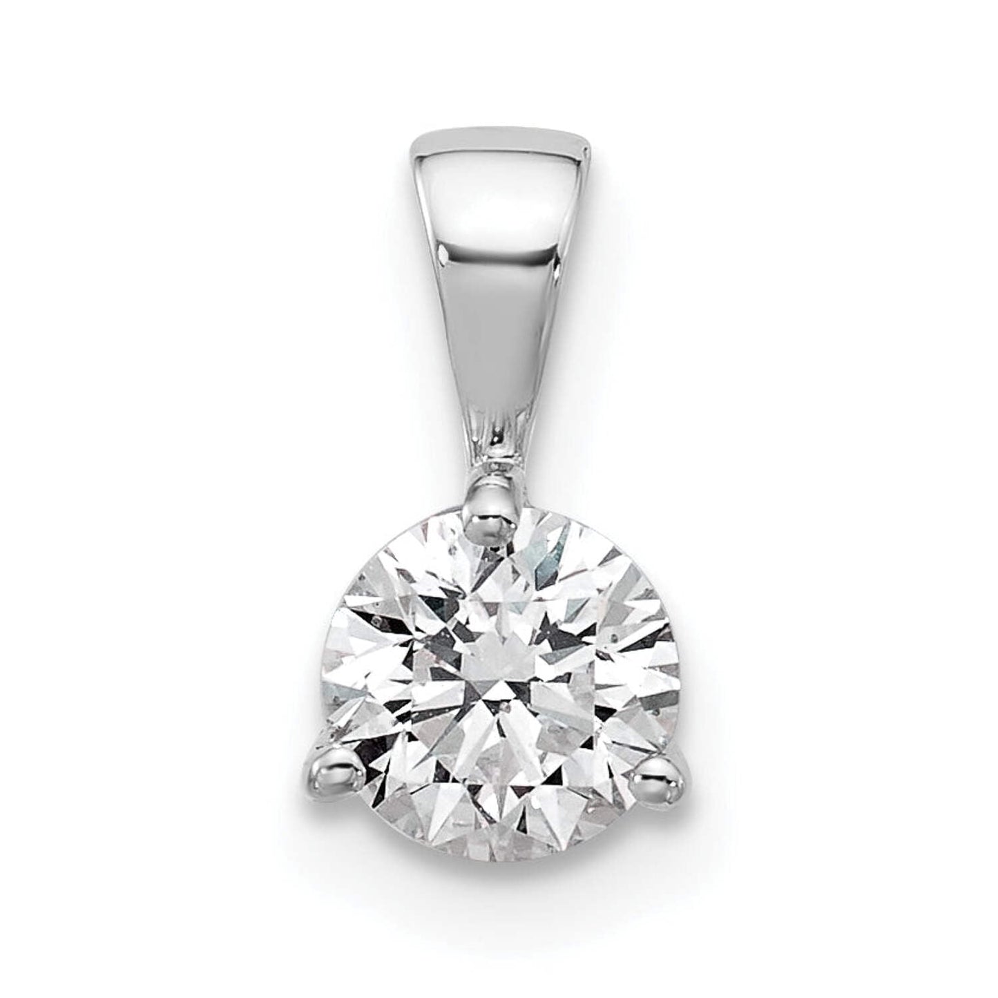 14k White Gold 1/4 carat Lab Grown Diamond VS/SI+ G+ Three Prong Solitare Pendant