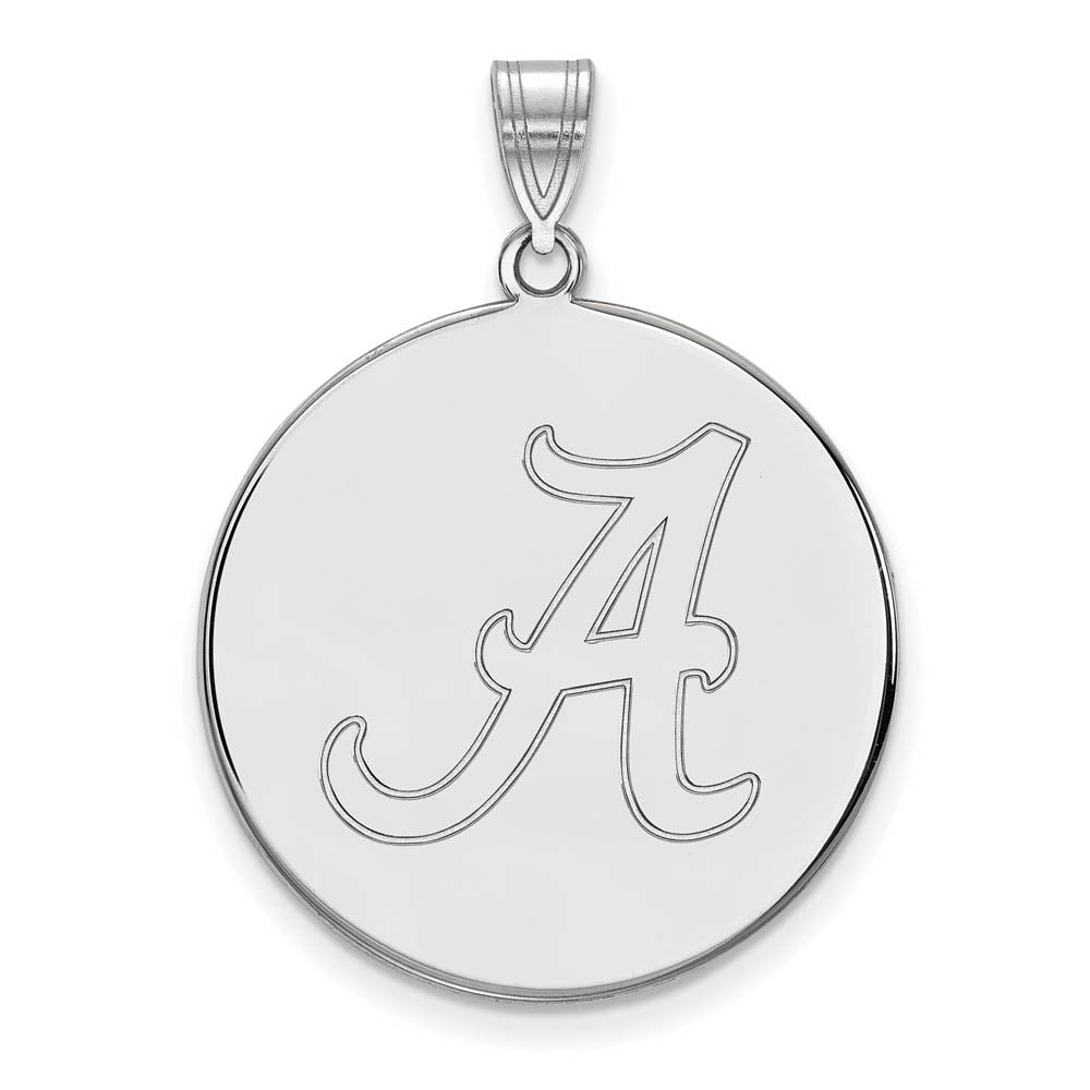 Sterling Silver Rhodium-plated LogoArt University of Alabama Letter A Extra Large Disc Pendant Q-SS085UAL