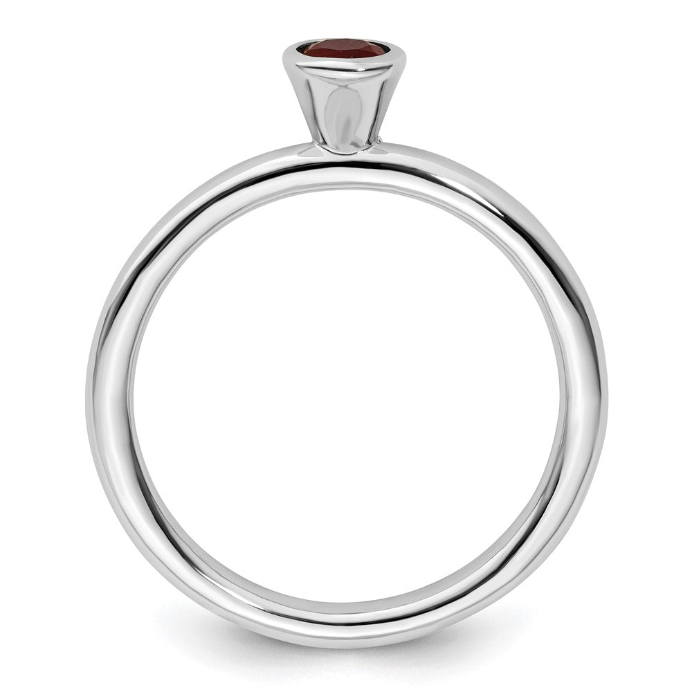 Sterling Silver Stackable Expressions High 4mm Round Created Ruby Ring Size -8