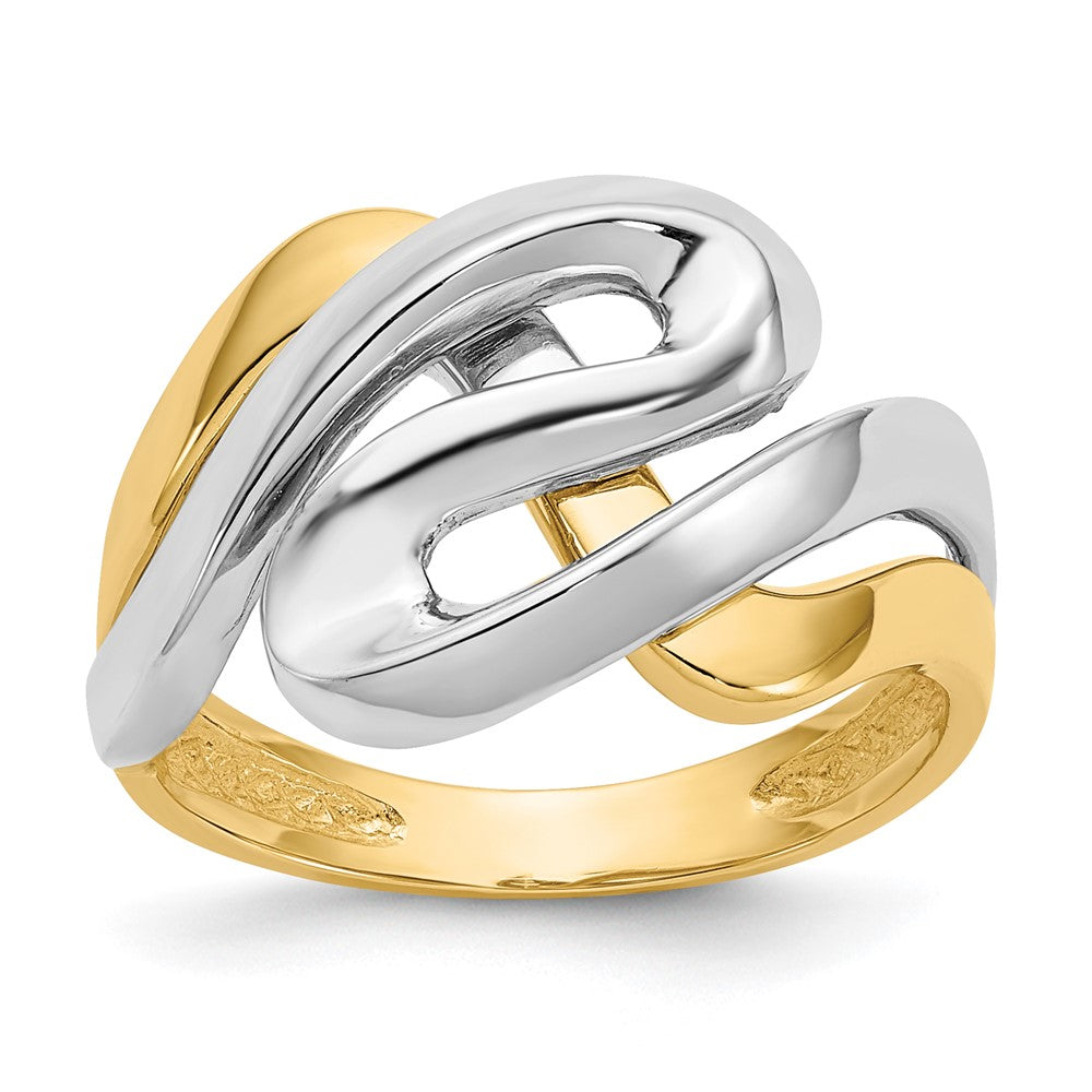 14K Two-Tone Swirl Ring Size 6