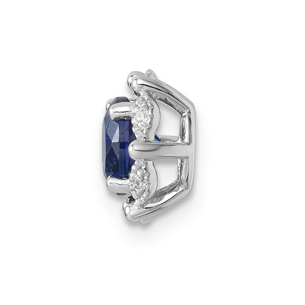 Sterling Silver Created Sapphire and CZ Pendant
