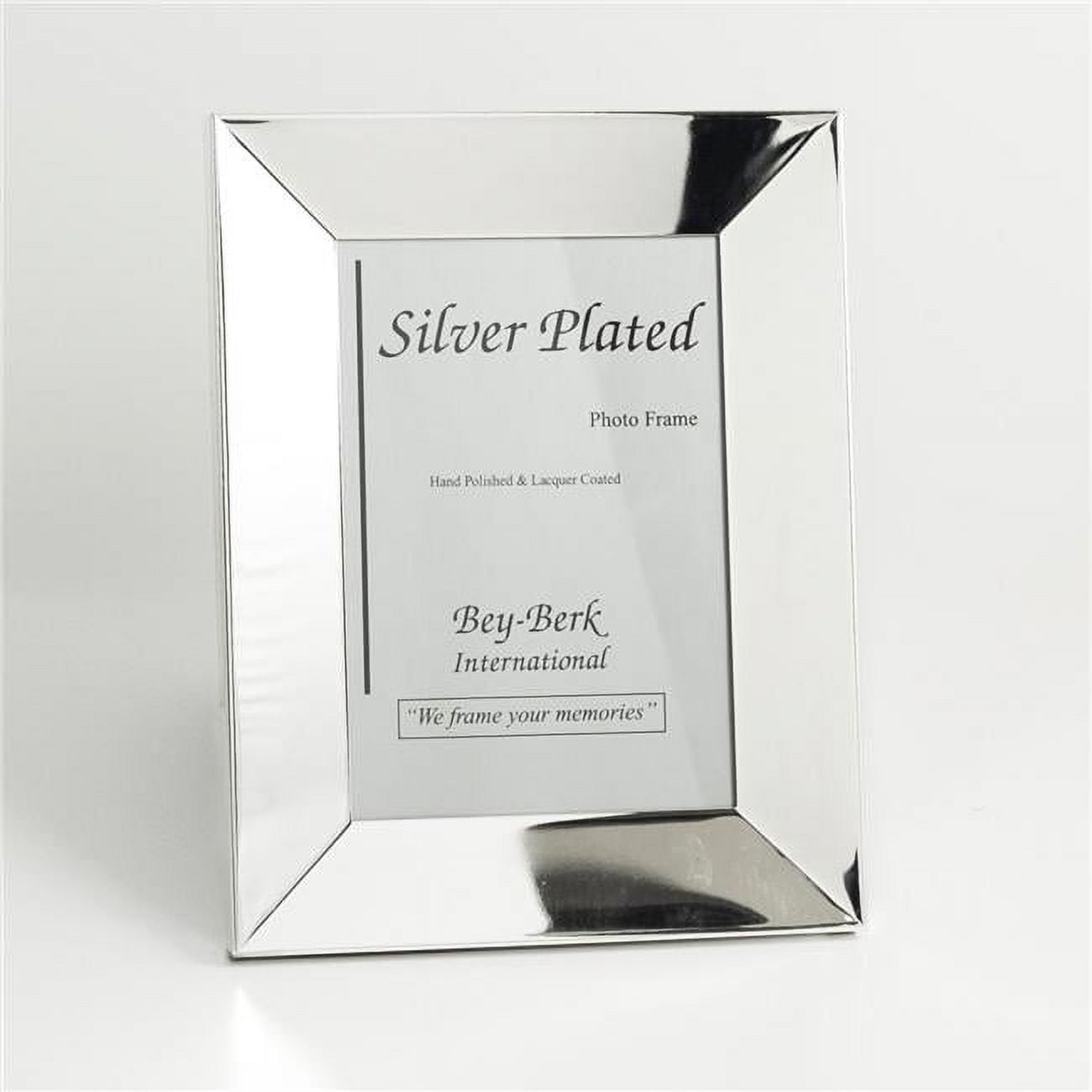 Bey-Berk International SF101-11 Lacquered Silver Plated 5 x 7 in. Picture Frame with Easel Back - 7 x 0.75 x 9 in.