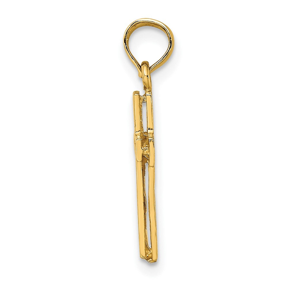 10K 2-D Polished Textured Cross Charm