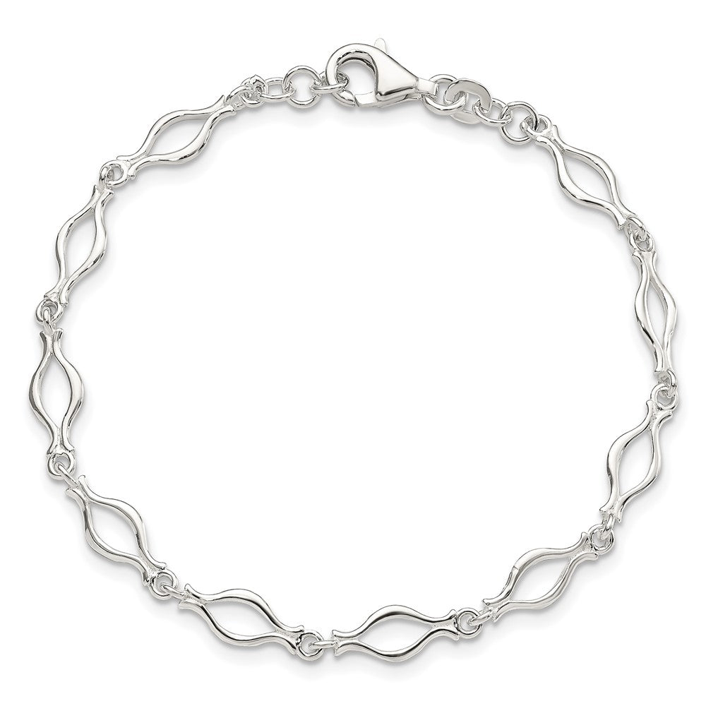 Sterling Silver 5mm Fancy Link Bracelet 7.25 inches