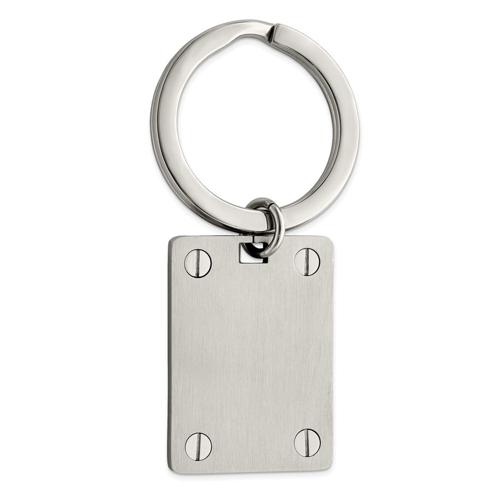The Black Bow Engravable Polished and Brushed Rectangular Stainless Steel Key Chain