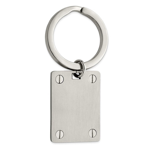 The Black Bow Engravable Polished and Brushed Rectangular Stainless Steel Key Chain