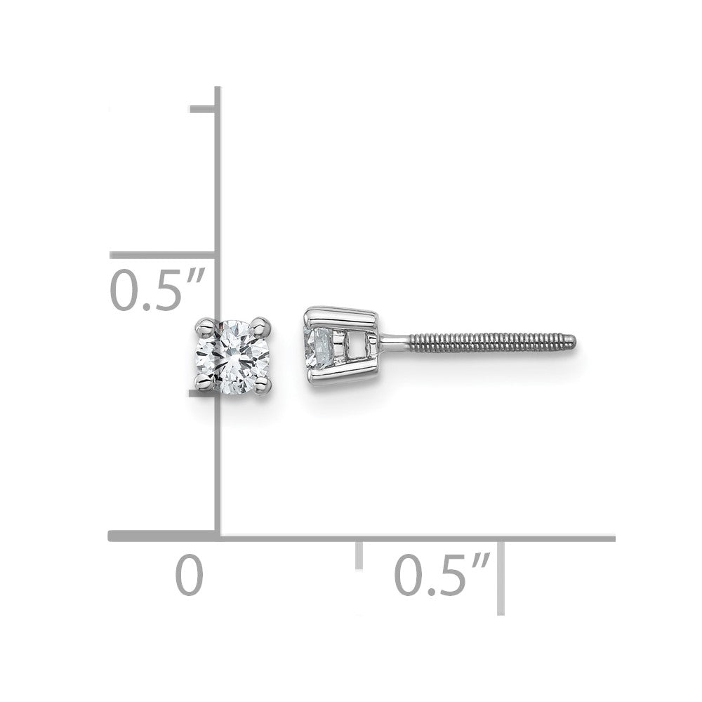 14k White Gold 1/4 ctw Lab Grown Diamond VS/SI+ G+ Round 4 Prong Heavy Wt. Screwback Stud Earrings