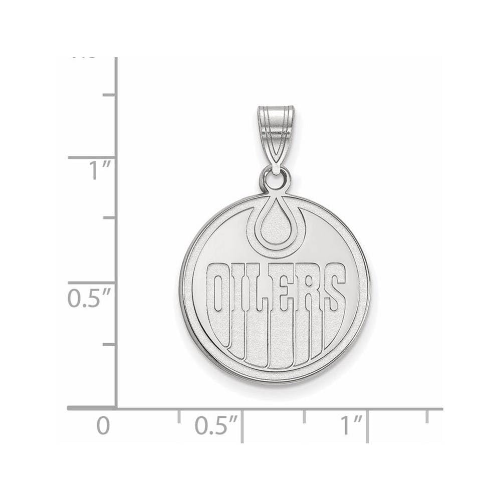 LogoArt Sterling Silver Rhodium-plated NHL Edmonton Oilers Large Pendant