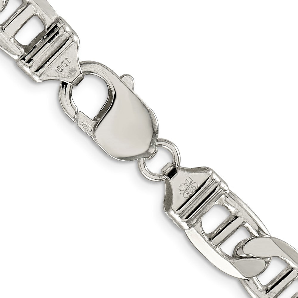Sterling Silver 9.5mm Flat Anchor Chain 24 Inches