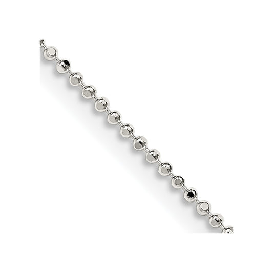 Sterling Silver 1.05mm Square Fancy Beaded Chain 14 Inches