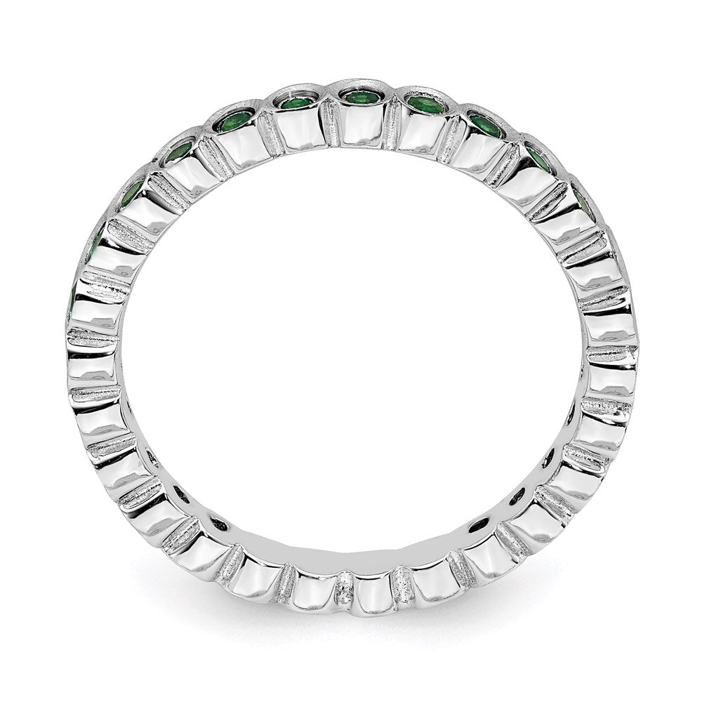 Sterling Silver Stackable Expressions Created Emerald Ring Size -8