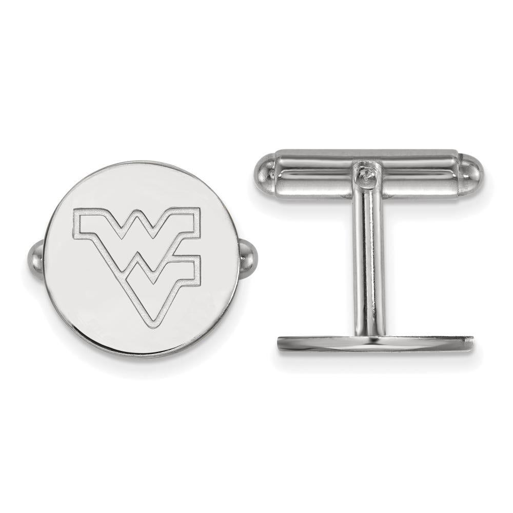 Sterling Silver Rhodium-plated LogoArt West Virginia University W-V Cuff Links QSS012WVU