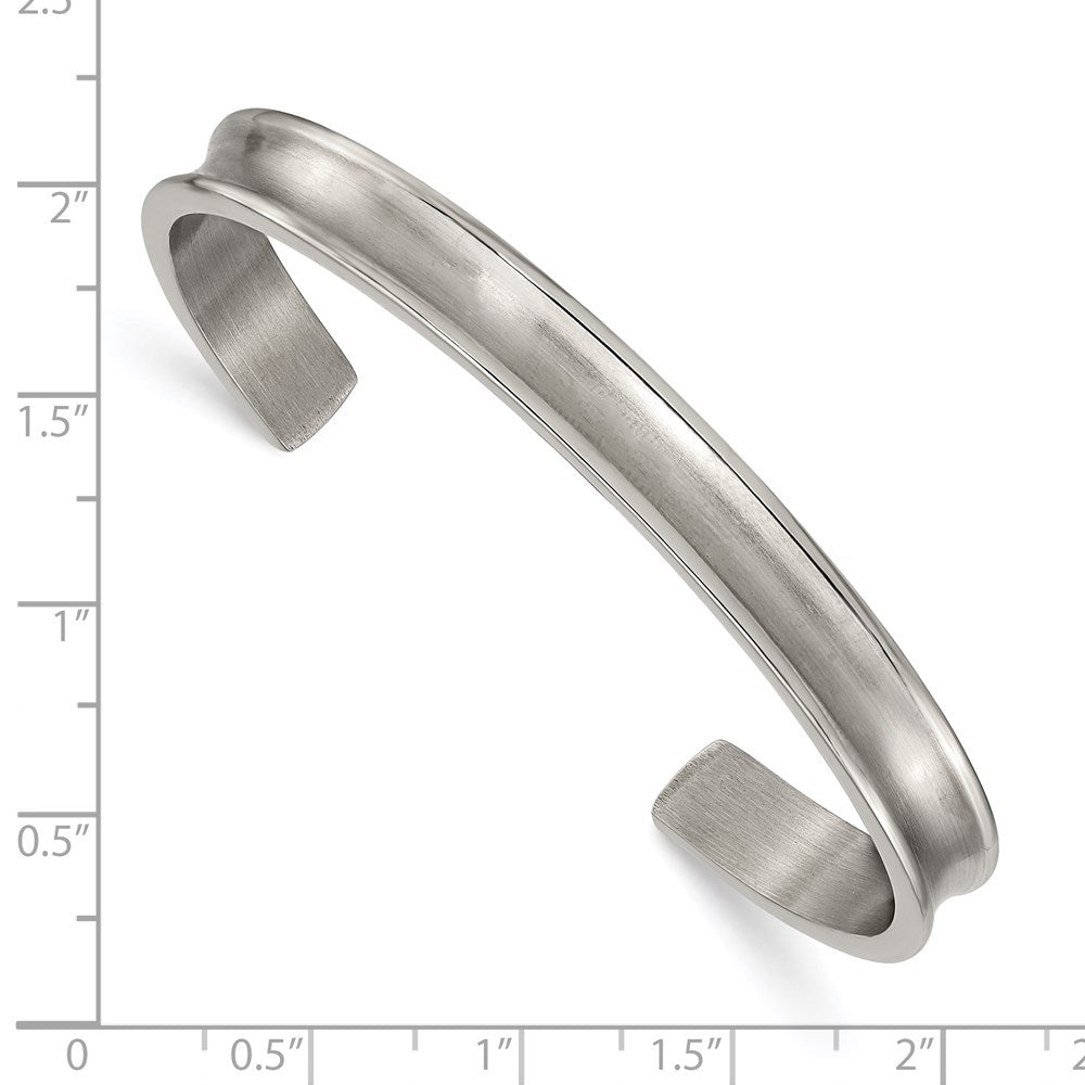 Titanium Brushed with Polished Edge 6.5mm Cuff Bangle 6.5 inches